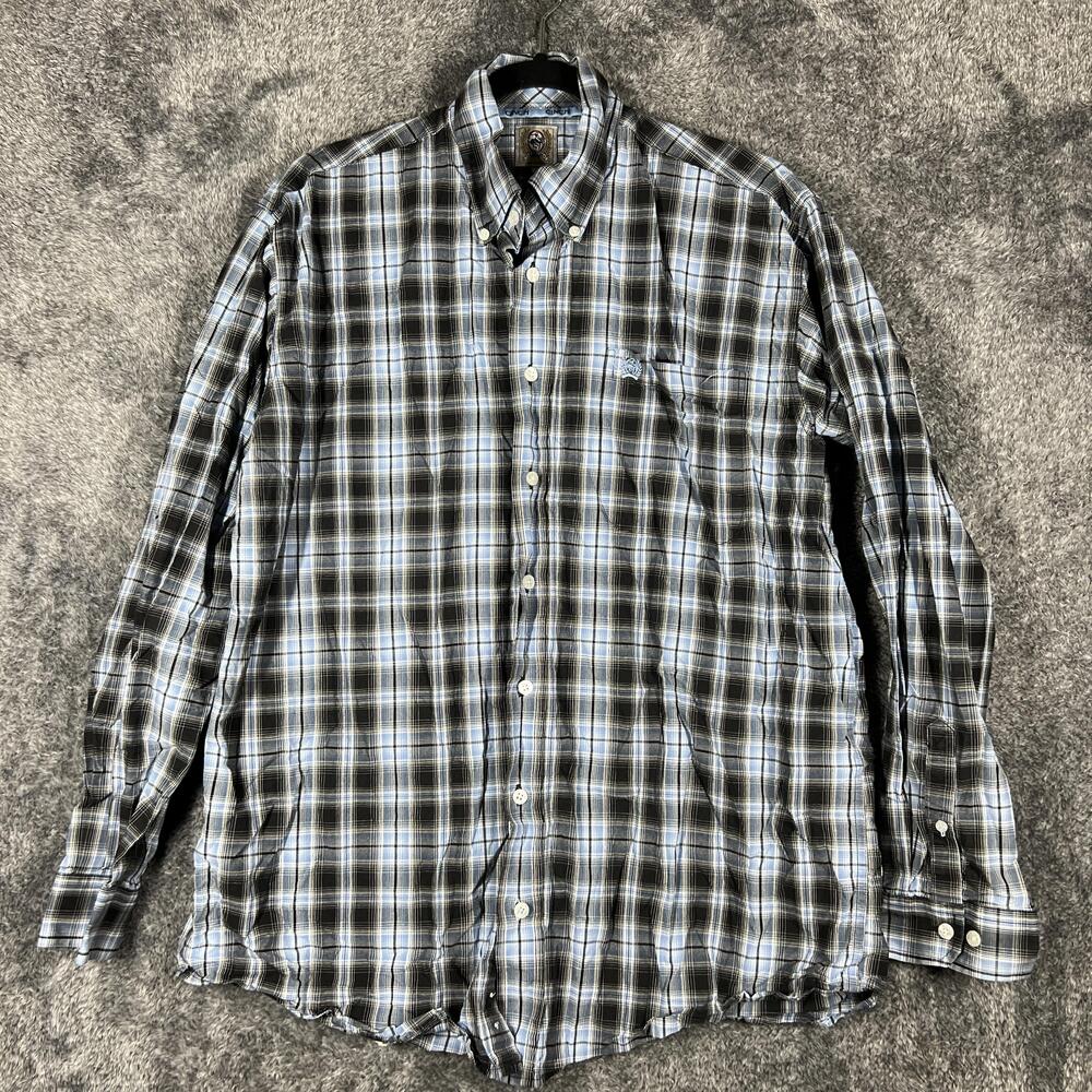 Cinch Shirt Mens Medium Blue Plaid Long Sleeve Button-Up Cotton Casual Vietnam
